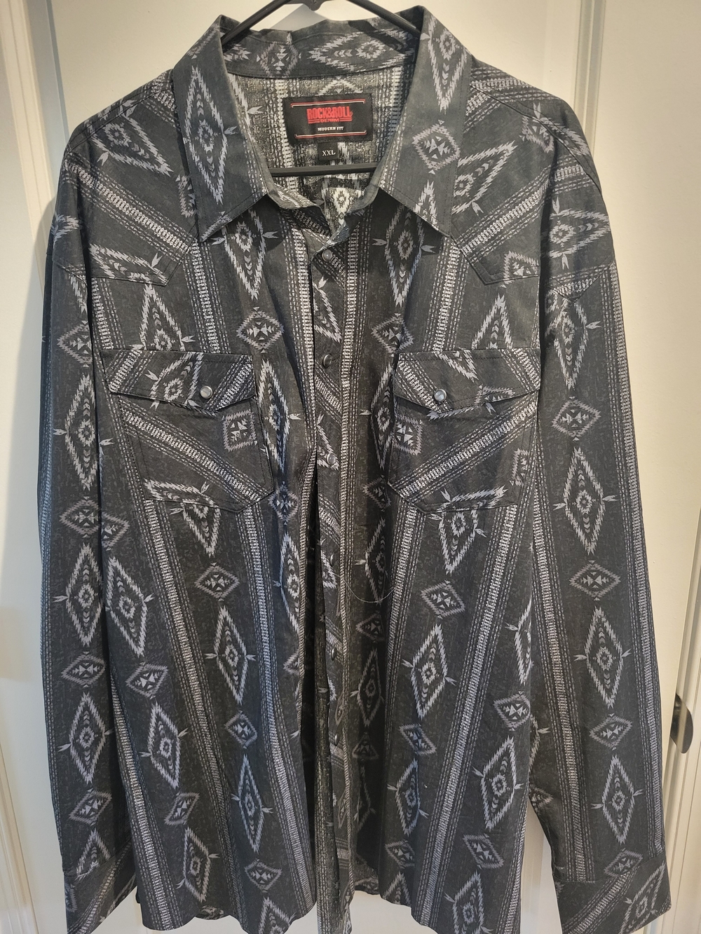Rock & Roll Denim Black Aztec Western Shirt